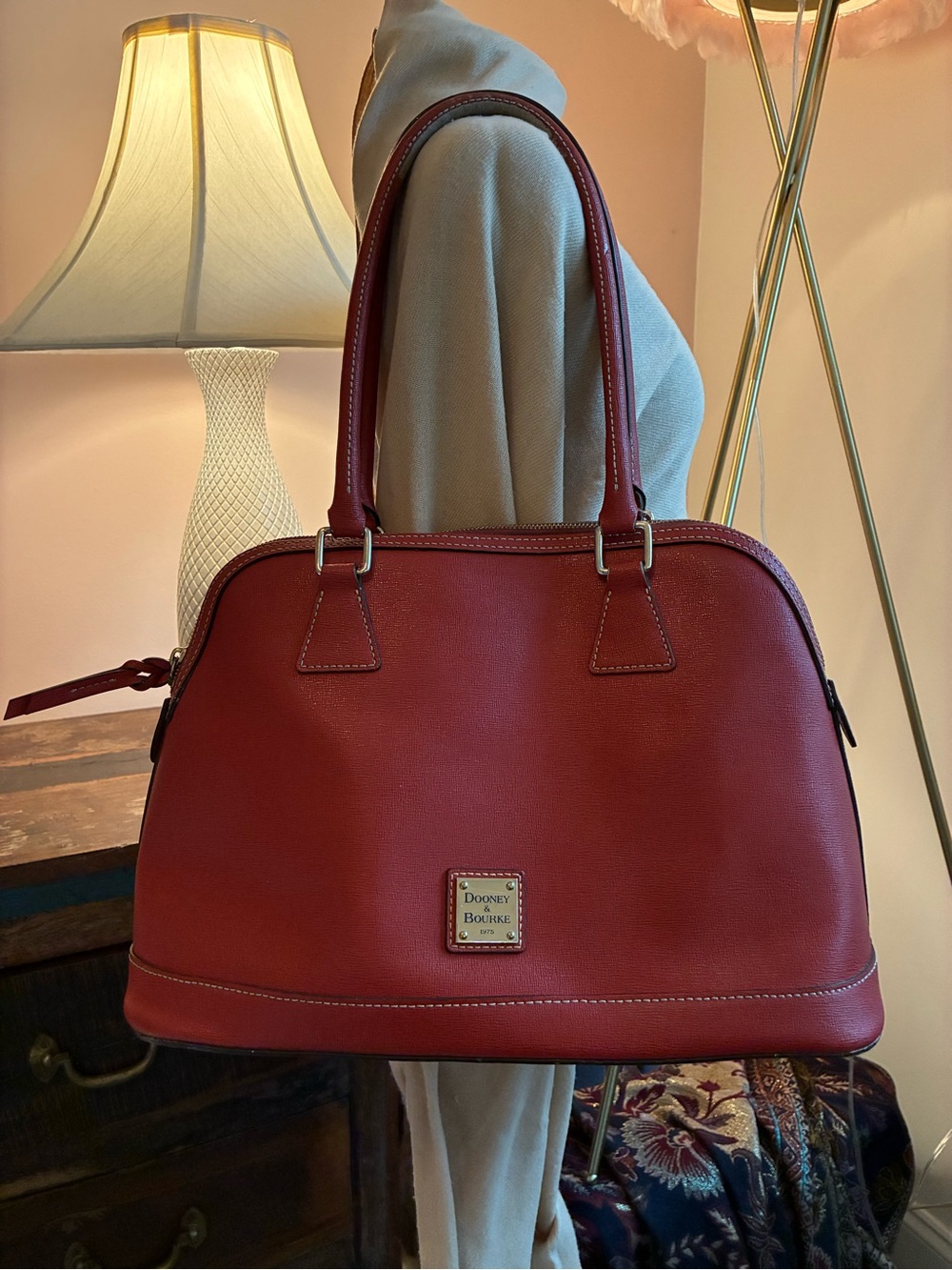 Dooney & Bourke Cherry Red Leather Dome Satchel